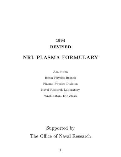 NRL PLASMA FORMULARY