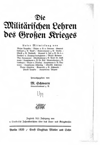 Die nilitärischen Lehren des Großen Krieges
