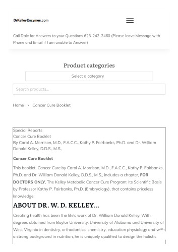 Cancer Cure Booklet by William Donald Kelley