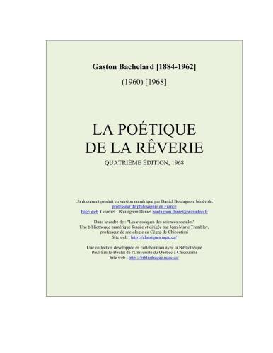 La poétique de la rêverie
