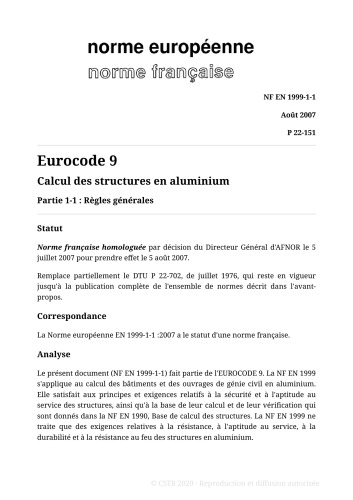 Eurocode 9 : Calcul des structures en alliage d'aluminium