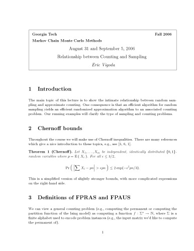 Relationship between Counting and Sampling