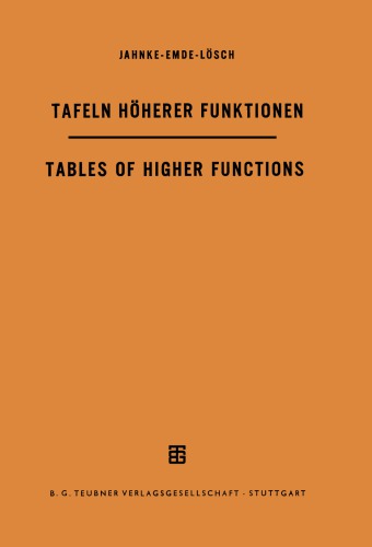 Jahnke - Emde - Lösch - Tafeln höherer Funktionen - Tables of Higher Functions