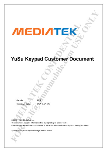 MT6573 YuSu Keypad Customer Document