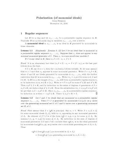 olarization (of monomial ideals)