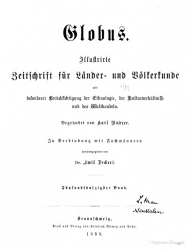 Globus. Illustrirte Zeitschrift für Länder- und Völkerkunde
