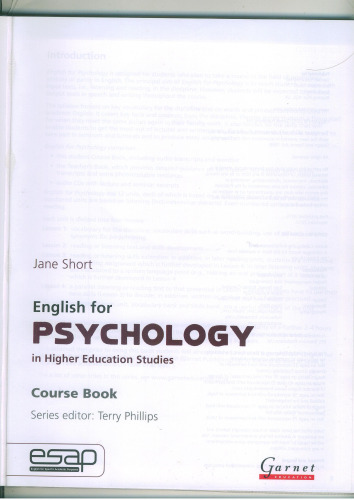 English for Psychology in Higher Education Studies - Course book