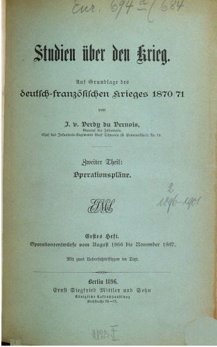 Operationspläne / Operationsentwürfe vom August 1866 bis November 1867