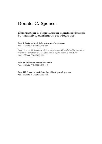 Deformation of structures on manifolds defined by transitive, continuous pseudogroups (Ann. of Math., 1962-1965)