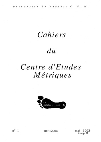 Cahiers du Centre d’Études Métriques