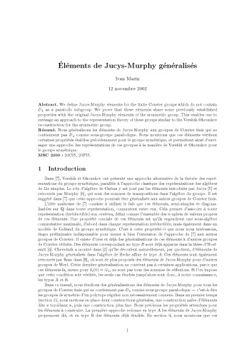 Éléments de Jucys-Murphy généralisés