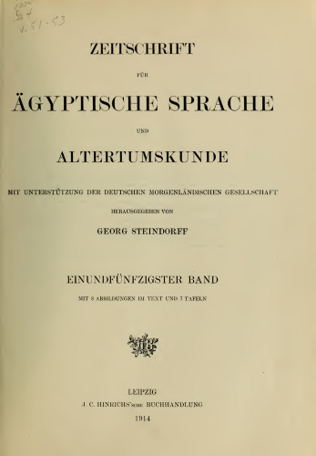 Zeitschrift für Ägyptische Sprache und Altertumskunde
