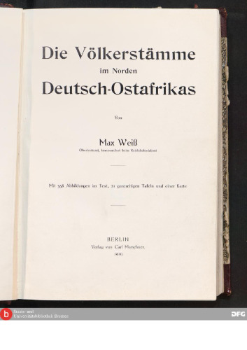 Die Völkerstämme im Norden Deutsch-Ostafrikas