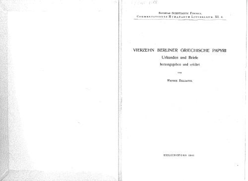 Vierzehn Berliner griechische Papyri (P.Berl.Zill.)