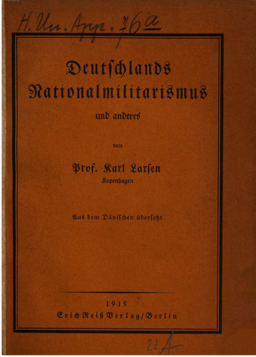 Deutschlands Nationalmilitarismus und anderes