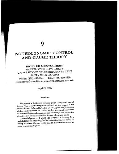 Nonholonomic robot control and gauge theories