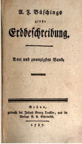 A. F. Büschings große Erdbeschreibung