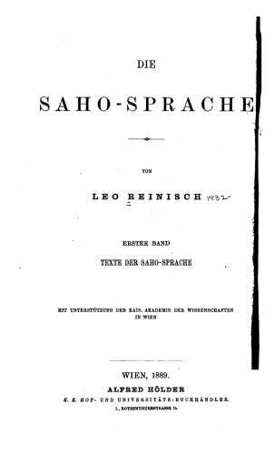 Die Saho-sprache. Bd 1. texte. Bd 2. Wörterbuch