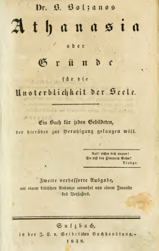 Athanasia. Oder Gründe für die Unsterberlichkeit der Seele