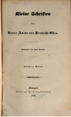 Kleine Schriften von Ritter Anton von Prokesch-Osten