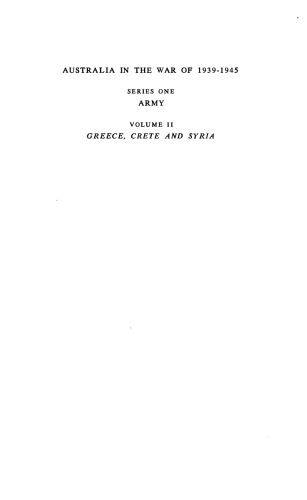 Greece, Crete, and Syria (Australia in the war of 1939-1945)