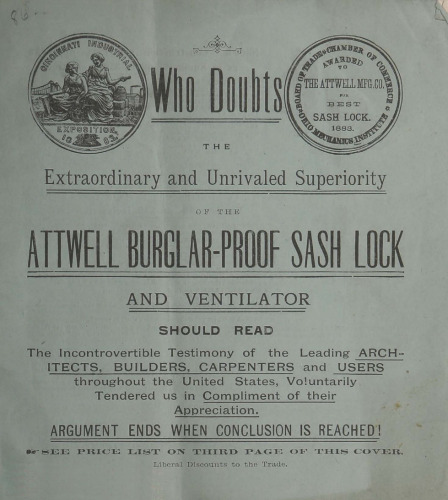 Attwell Manufacturing Company Catalog 1883