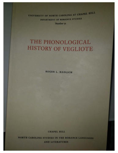 The Phonological History of Vegliote