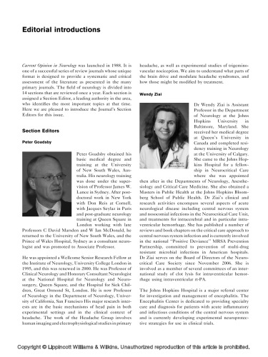 Current Opinion in Neurology June 2010