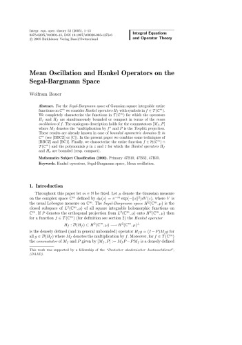 Integral Equations and Operator Theory - Volume 52