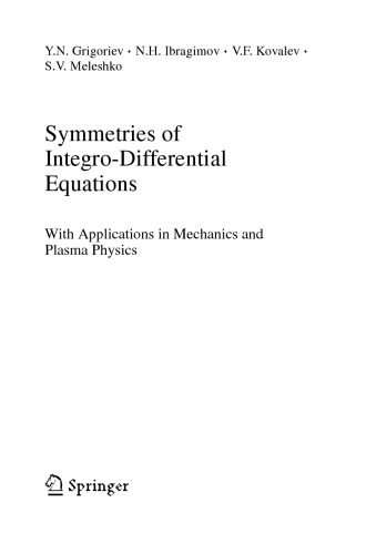 Systems of Integro-Diff. Eqns - With Applns in Mech., Plasma Physics