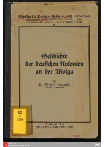 Geschichte der deutschen Kolonien an der Wolga