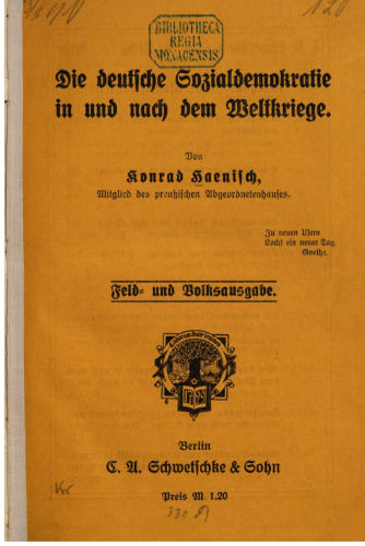 Die deutsche Sozialdemokratie in und nach dem Weltkriege