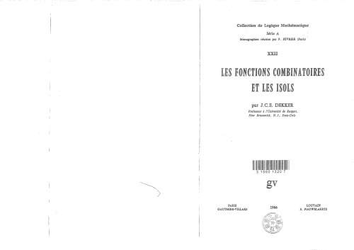 Les Fonctions Combinatoires et les Isols
