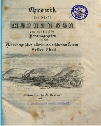 Chronik der Stadt Meinungen von 1676 bis 1834