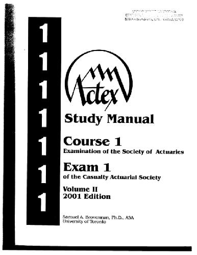 ACTEX Study Manual. Course 1. Exam 1