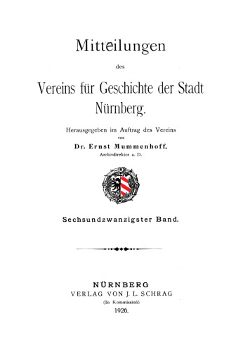 Mitteilungen des Vereins für Geschichte der Stadt Nürnberg
