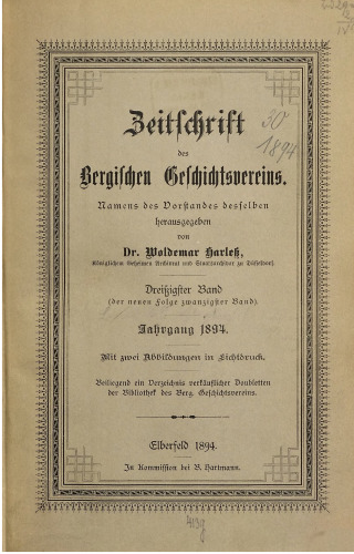 Zeitschrift des Bergischen Geschichtsvereins