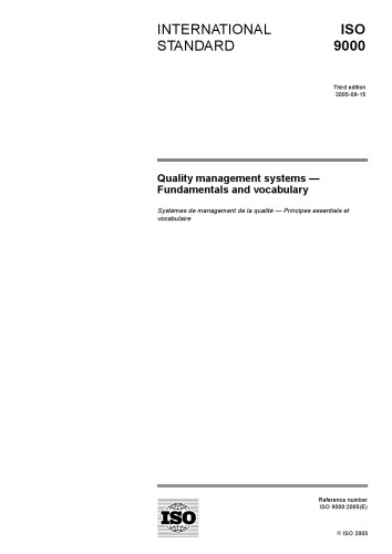 ISO 9000:2005 Quality management systems — Fundamentals and vocabulary