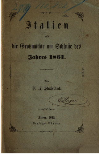 Italien und die Großmächte am Ende des Jahres 1861