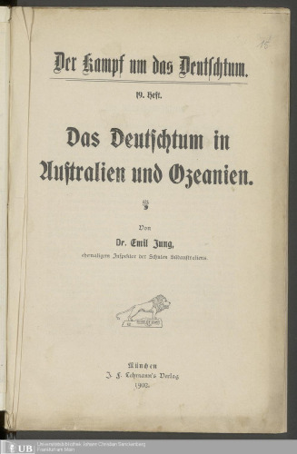 Das Deutschtum in Australien und Ozeanien