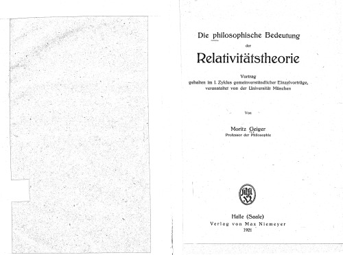 Die philosophische Bedeutung der Relativitätstheorie