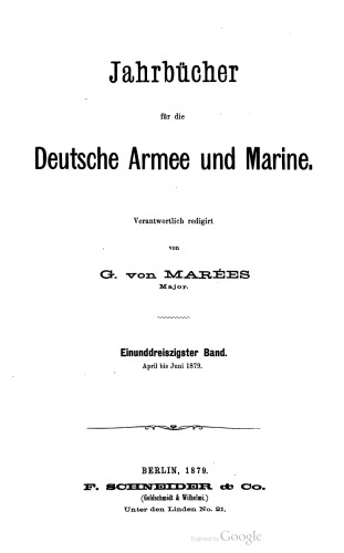 Jahrbücher für die Deutsche Armee und Marine / April bis Juni 1879