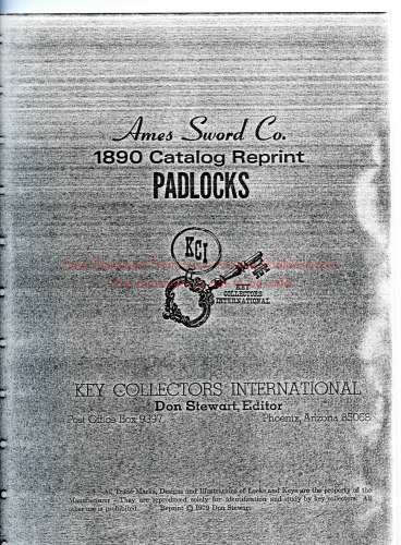 Ames Sword Co. 1890 Catalog Reprint: Padlocks