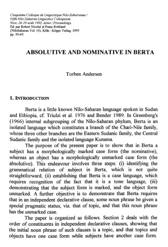 Absolutive and Nominative in Berta