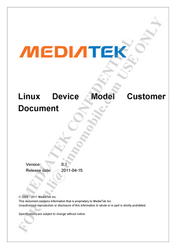 MT6573 Linux Device Model Customer Document