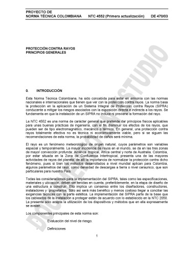 NTC 4552 PROTECCIÓN CONTRA RAYOS PRINCIPIOS GENERALES