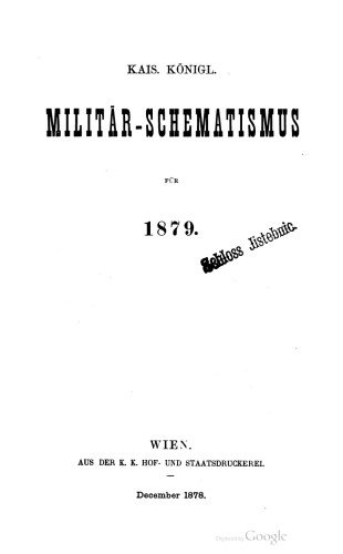 Militär-Schematismus des österreichischen Kaisertums für 1879