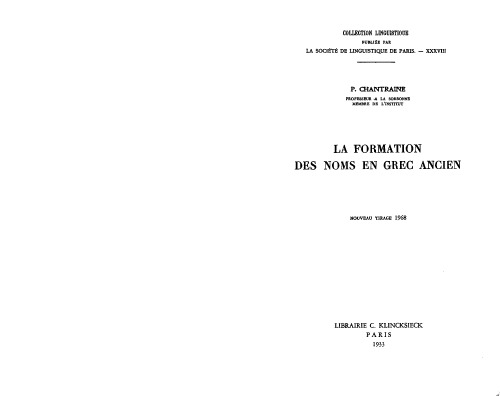 La formation des noms en grec ancien