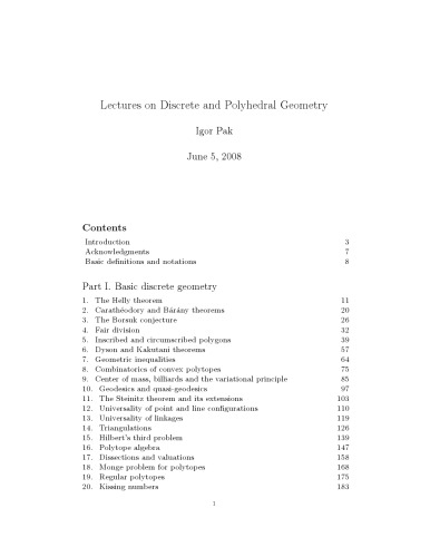 Lectures on discrete and polyhedral geometry