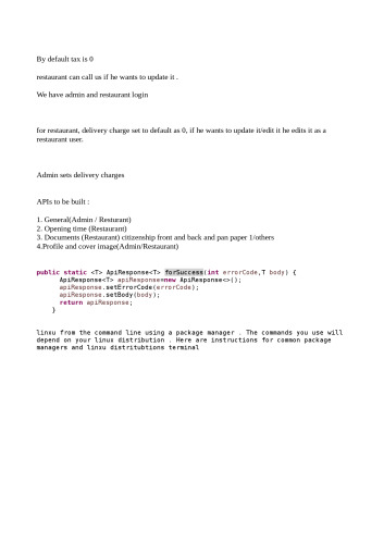 Restaurant Api Idea